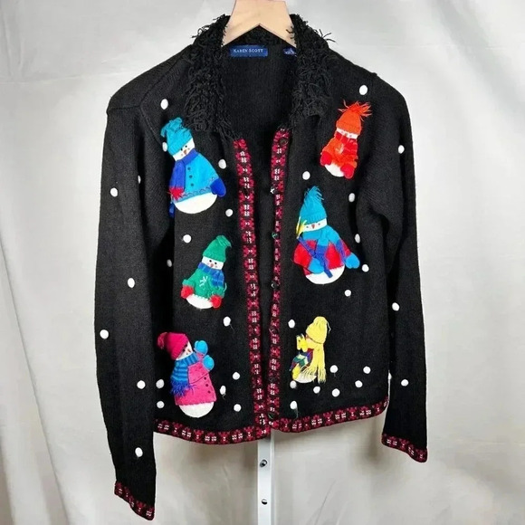 Karen Scott Size Small Christmas Sweater Snowman 3D Holiday - Picture 1 of 14